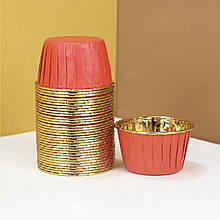 Паперові форми «З бортиком» 50х40 мм (50 шт.) червоні з золотом