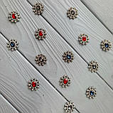 Металевий декор — Синій кристал у оправі з кристалами 2.3 на 2.5 см, фото 2