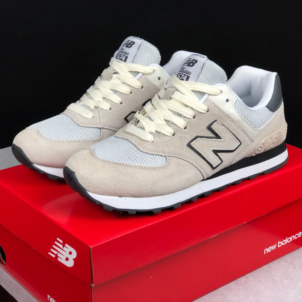 Чоловічі кросівки New Balance 574 Classic замшеві молодіжні для бігу бежеві