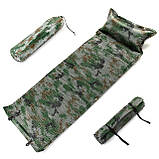 Матрац каремат самонадувний для кемпінгу 185*59*2,5см із подушкою, фото 2