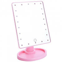 Зеркало с LED подсветкой для макияжа 22led 360° Розовый