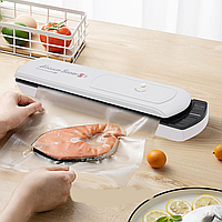 Вакуумный упаковщик кухонный Vacuum Sealer S вакууматор запайщик пакетов для герметизации Белый