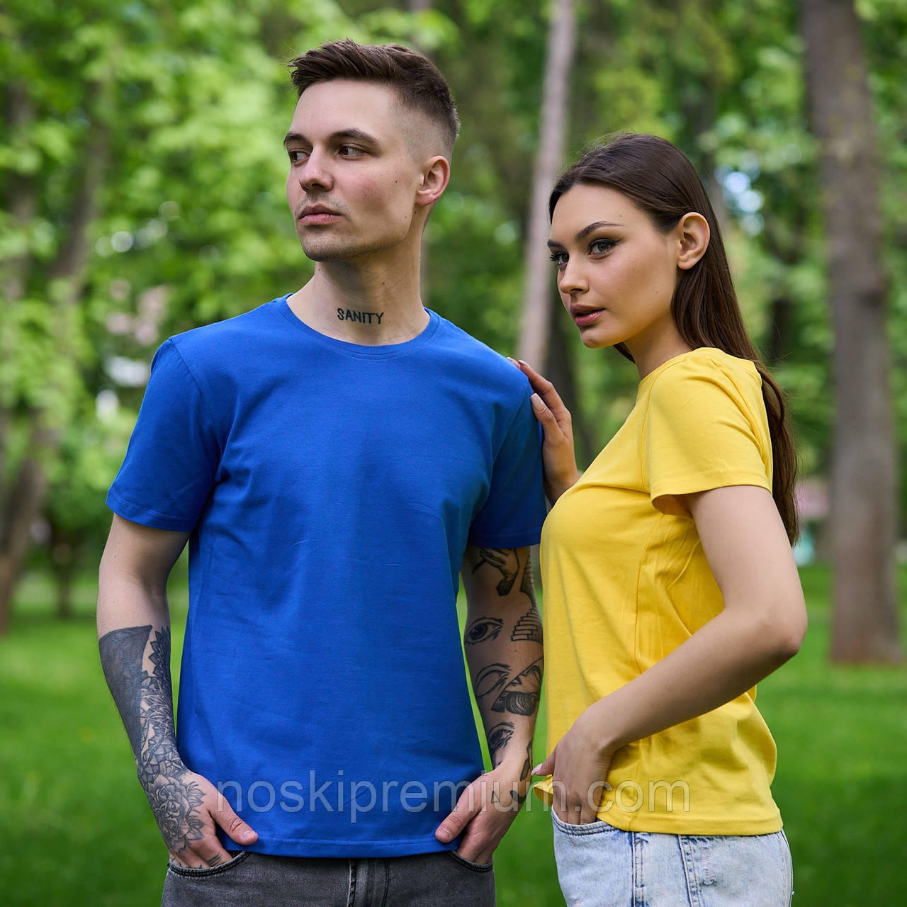 Футболка чоловіча стрейчева Premium, Україна, синя, 010643