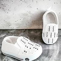 Детские летние белые макасины кроссовки, очень легкие, дышащая обувь для девушек РАЗМЕР: ТІЛЬКИ 23 розмір
