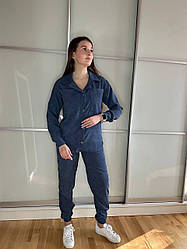 Жіночий зручний прогулянковий вельветовий костюм: сорочка та штани джогери, норма та напівбатал