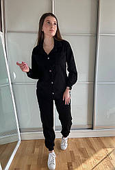 Жіночий зручний прогулянковий вельветовий костюм: сорочка та штани джогери, норма та напівбатал