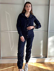 Жіночий зручний прогулянковий вельветовий костюм: сорочка та штани джогери, норма та напівбатал