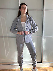 Жіночий зручний прогулянковий вельветовий костюм: сорочка та штани джогери, норма та напівбатал