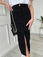 Женская юбка с разрезом ;джинс-бенгалин; Размер: 42 44 46 48