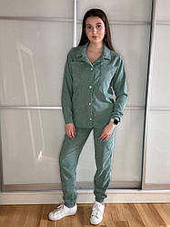 Жіночий зручний прогулянковий вельветовий костюм: сорочка та штани джогери, норма та напівбатал