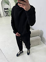 Модный мужской спортивный костюм Base черного цвета деми, однотонный весенний комплект худи штаны для прогулок