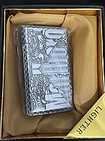 Запальничка подарункова газова "Мальборо в квітах", срібна 1158, фото 2