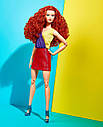 Лялька Барбі Руда з кучерявим волоссям Колор-блок Barbie Signature Looks HJW80, фото 5
