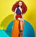 Лялька Барбі Руда з кучерявим волоссям Колор-блок Barbie Signature Looks HJW80, фото 6