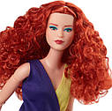 Лялька Барбі Руда з кучерявим волоссям Колор-блок Barbie Signature Looks HJW80, фото 4