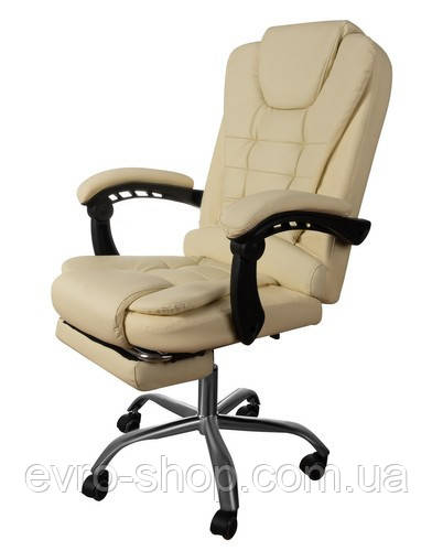 Комп'ютерне офісне крісло з екошкіри Malatec 16225 кремовий, фото 1