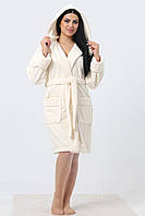 Женский теплый махровый однотонный халат домашний с карманами, халат махровый женский банный теплый пушистый