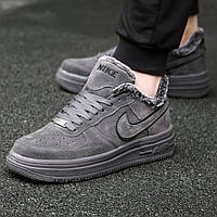 Кросівки на хутрі Nike Air Force Winter Suede Grey чоловічі кроси Найк Аір Форсе Ciрі зимові Мех Toywo