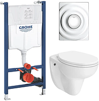 Инсталляция GROHE Rapid Solido Surf с панелью смыва Surf + унитаз Rimless с сиденьем Slim Soft Close дюропласт