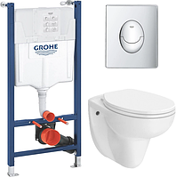 Инсталляция GROHE Rapid Solido Start с панелью смыва Start + унитаз Rimless с сиденьем Slim Soft Close