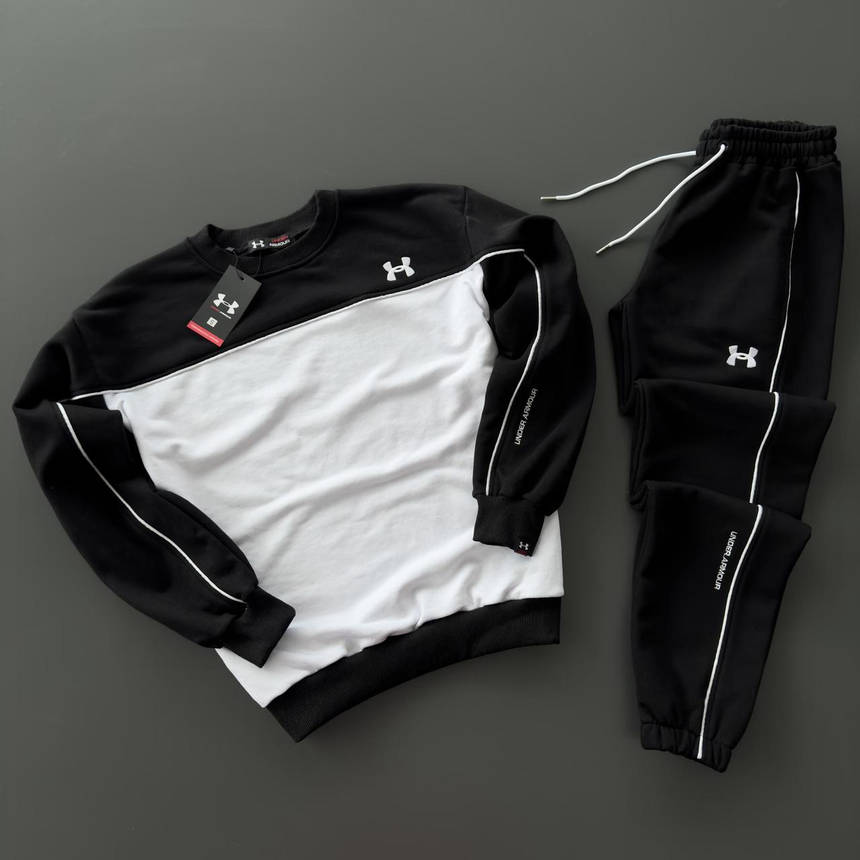 Спортивный костюм мужской Under Armour черно-белый весна-осень стильный молодежный костюм на каждый день M XL, фото 1