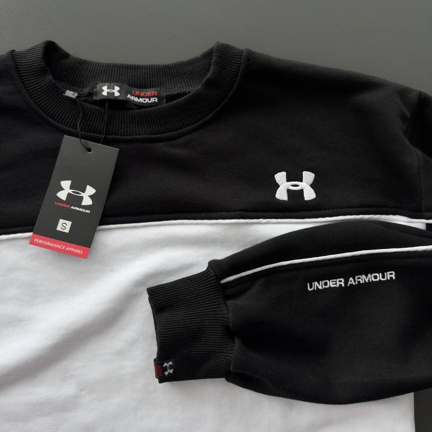 Спортивный костюм мужской Under Armour черно-белый весна-осень стильный молодежный костюм на каждый день M XL, фото 3