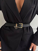 Жіночий ремінь пояс Prada Прада чорний + золото