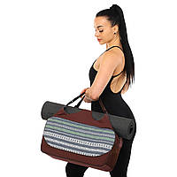 Сумка для фитнеса и йоги KINDFOLK Yoga bag Zelart FI-8366-3 серый-синий