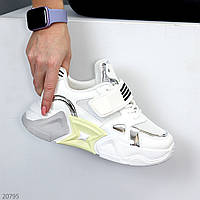 Модні білі кросівки снікерси на фігурній платформі шнурівка + липучка