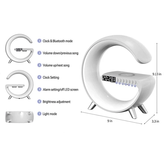 Многофункциональная лампа ночник Smart 5 в 1 с беспроводной зарядкой 15W и Bluetooth колонкой Док-станция - фото 4 - id-p2150237000