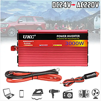 Преобразователь автомобильный напряжения 3000W 12V 220V UKC AC/DC AR инвертор для аккумулятора