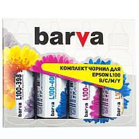 Комплект чорнил Barva EPSON L100/L210/L300/L350/L355 B/C/M/Y (T664) (E-L100-090-MP) 4х90 г SV