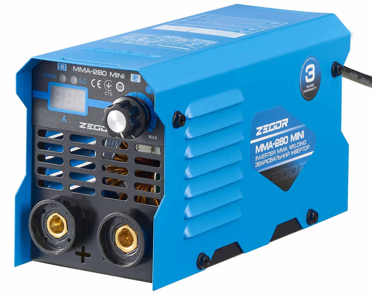 Потужний зварювальний інверторний апарат ZEGOR MMA-280 MINI : кВа 3.5, 20-280А EHA