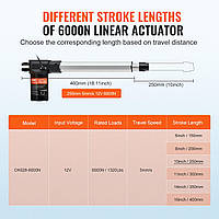 Линейный привод VEVOR 6000N Линейный привод DC 12V Линейный привод IP44 Электрический линейный двигатель 250