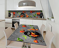 Наклейка 3Д виниловая на стол Zatarga «Алый гибискус» 600х1200 мм для домов, квартир, столов, кофейн, кафе