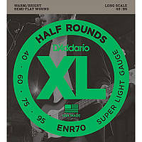 Струны для бас-гитары D'Addario ENR70 Nickel Half Rounds Wound Super Light Bass Strings 40 95 NC, код: 6555935