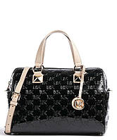 MICHAEL KORS Grayson Medium Logo Embossed Patent Satchel цвет BLACK, ORIGINAL