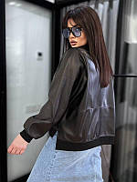 Крутая куртка кожаная черная женская в размерах 52-56, 58-62