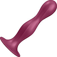 Дилдо Satisfyer Double Ball-R Red, унісекс, рухомі кульки всередині, на присосці SO8774