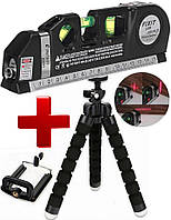 Універсальний лазерний рівень Fixit Laser Level PRO 3 нівелір рідинний з вбудованою рулеткою та лінійкою 4EStyle