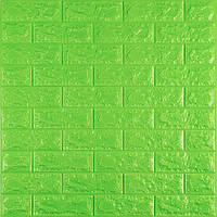 Go Стеновая 3D панель мягкая самоклеющаяся декоративная 3д самоклейка обои кирпич Зеленый 700x770x7мм (013-7)