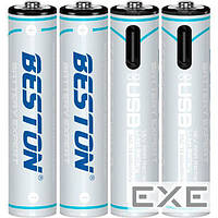 Аккумулятор BESTON Li-ion AAA 400mAh TipTop, Type-C зарядка 4шт/уп (3AC-18/AA620272)