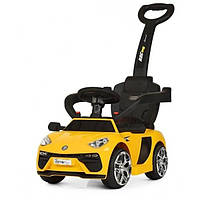 Детский электромобиль каталка-толокар 2в1 с родительской ручкой Bambi Racer Lambo Yellow