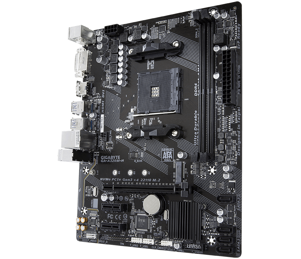 Материнська плата sAM4 AMD A320 2*DDR4 Gigabyte GA-A320M-H mATX б/у