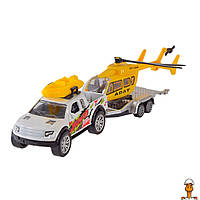 Детская машинка с прицепом, масштаб 1:50, игрушка, бело-желтый, от 3 лет, АвтоПром AP7456(White-Yellow)