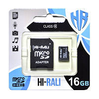 Карта памяти MicroSDHC 16GB UHS-I Class 10 Hi-Rali + SD-adapter (HI-16GBSD10U1-01) HR, код: 1901163