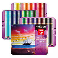 Набор акварельных карандашей KALOUR 72 цвета в металлическом пенале HR, код: 7603223