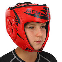Шлем боксерский открытый кожаный FISTRAGE красный VL-4150 S: Gsport