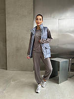 Жіночий костюм трійка світшот + штани + жилетка безрукавка вільного крою