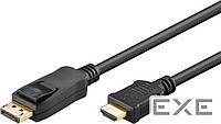 Кабель монітора-адаптер DisplayPort-HDMI M/M (HDMIекран) 2.0m,v1.2 4K@30Hz D=5.5mm Gold (75.06.4836)